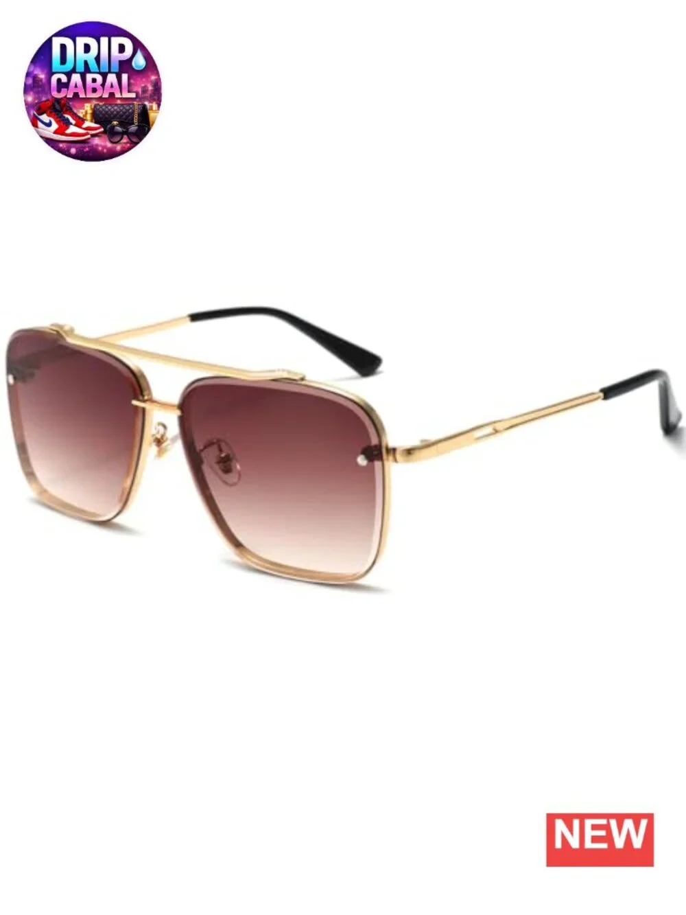 Oversized Square Metal Frame Sunglasses